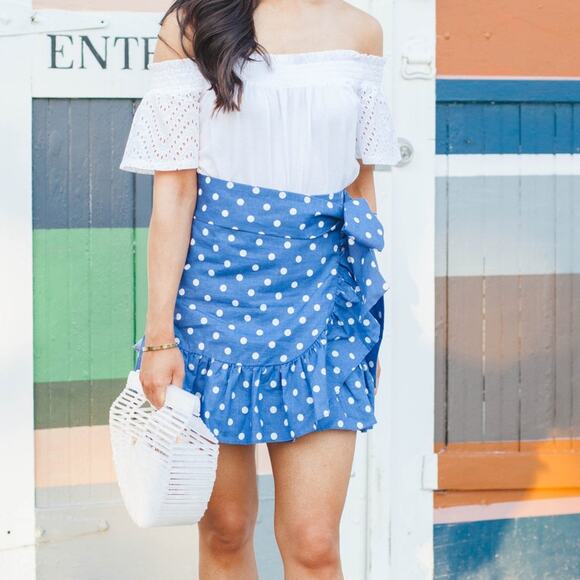 Privacy Please June mini skirt in riviera dot size large - Picture 1 of 8